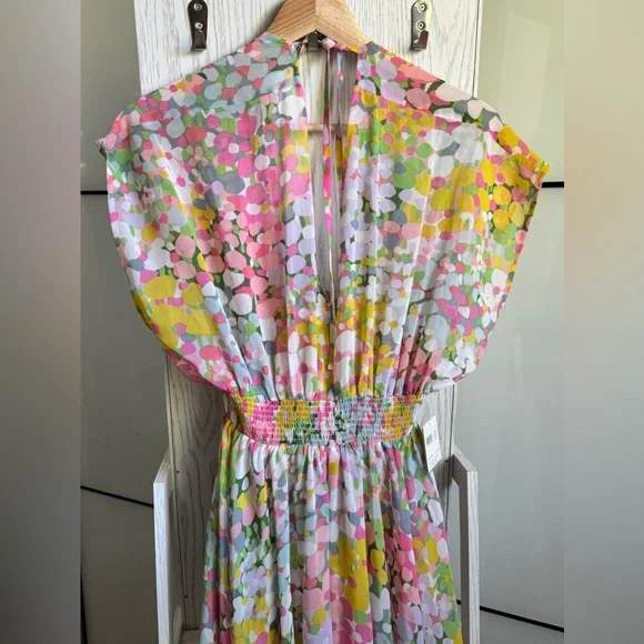 Kate Spade Colorful Floral Dots Beach Cover Up  MIDI Dress - Picture 4 of 11